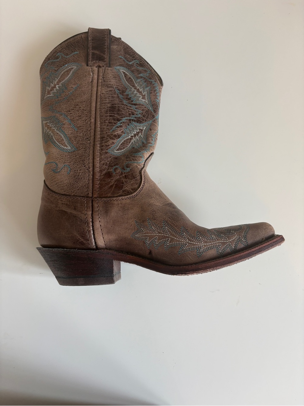 Pre-loved Women’s Justin Boots Brown Leather with turquoise details - Picture 10 of 14
